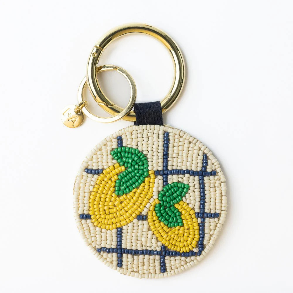 Kelsey Lemons Seed Bead Bag Accessory Key Ring Lemon Yellow Ivory | INK+ALLOY