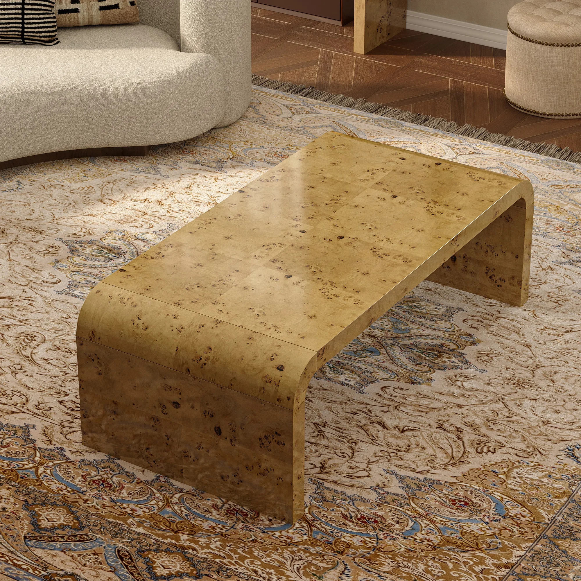 Latitude Run® Shelmerdine 48" Burl Wood Coffee Table– Handcrafted Elegance with Sleek Curves &... | Wayfair North America