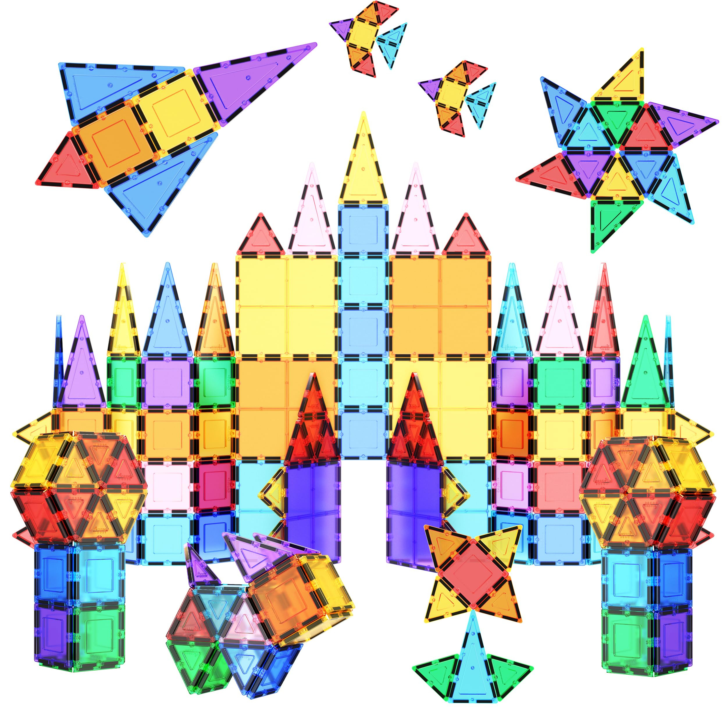 PicassoTiles 100 Piece Set 100pcs Magnet Building Tiles Clear Magnetic 3D Blocks Construction Pla... | Amazon (US)