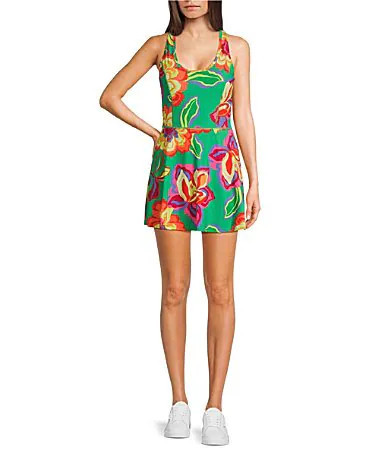 GB Printed Floral Print Pull-On Mini Tennis Dress - S | Dillard's
