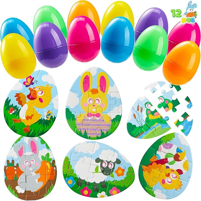 JOYIN 12 Pcs Easter Eggs Jigsaw Puzzle for Egg Hunt Game, School Activities Rewards, Kids Party F... | Amazon (US)