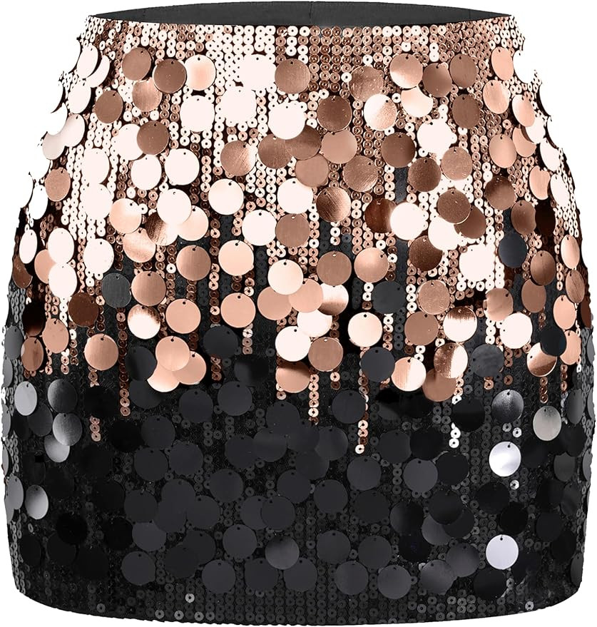 MANER Women's Sequin Mini Skirt Sparkle Stretchy Bodycon Night Out Party Skirts | Amazon (US)