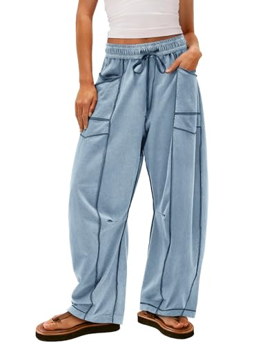 Yanekop Womens Baggy Wide Leg Pants Casual Fall Trousers Palazzo Pants Drawstring Waist Barrel Sw... | Amazon (US)