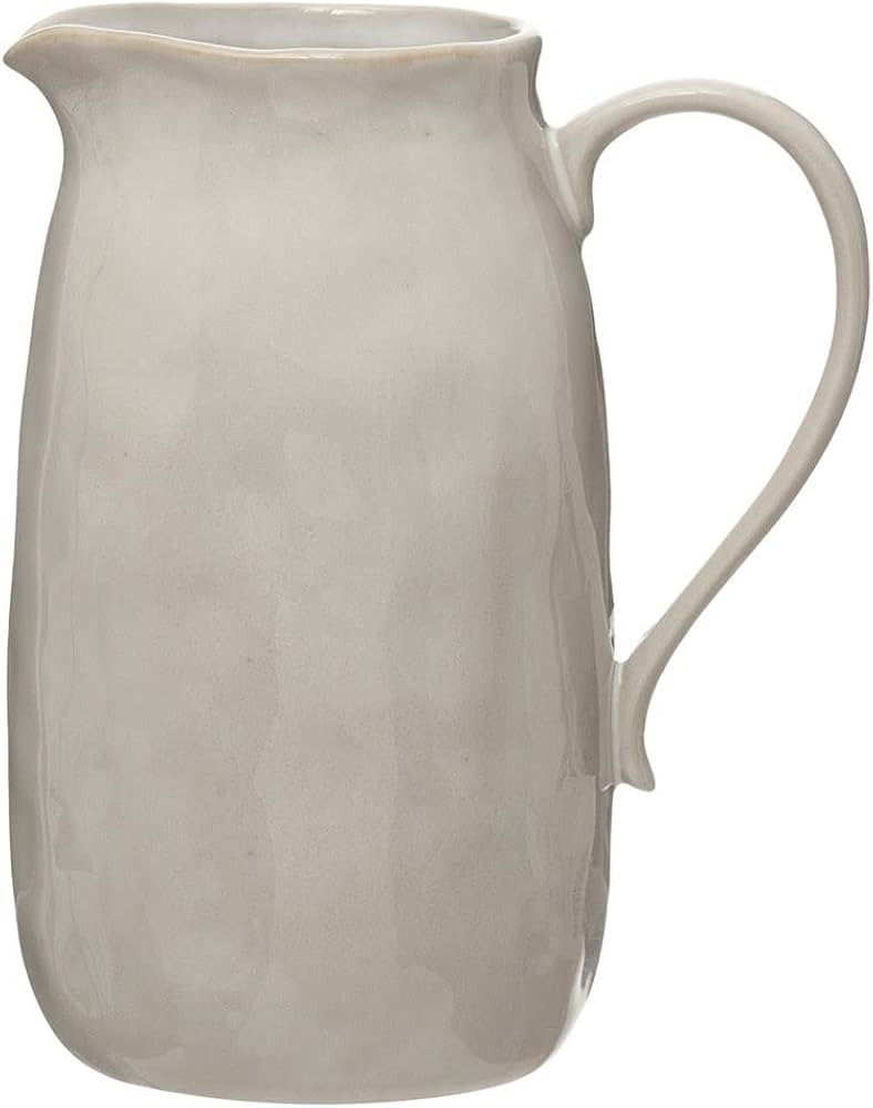 Creative Co-Op Stoneware, Reactive Glaze Pitcher, 96 oz, White | Amazon (US)