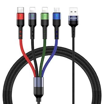 USAMS ISAIBELL Multi Charging Cable 2Pack 4FT 4 in 1 Nylon Braided Multiple USB Fast Charging Cor... | Amazon (US)