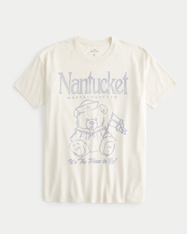 Oversized Nantucket Massachusetts Graphic Tee | Hollister (US)