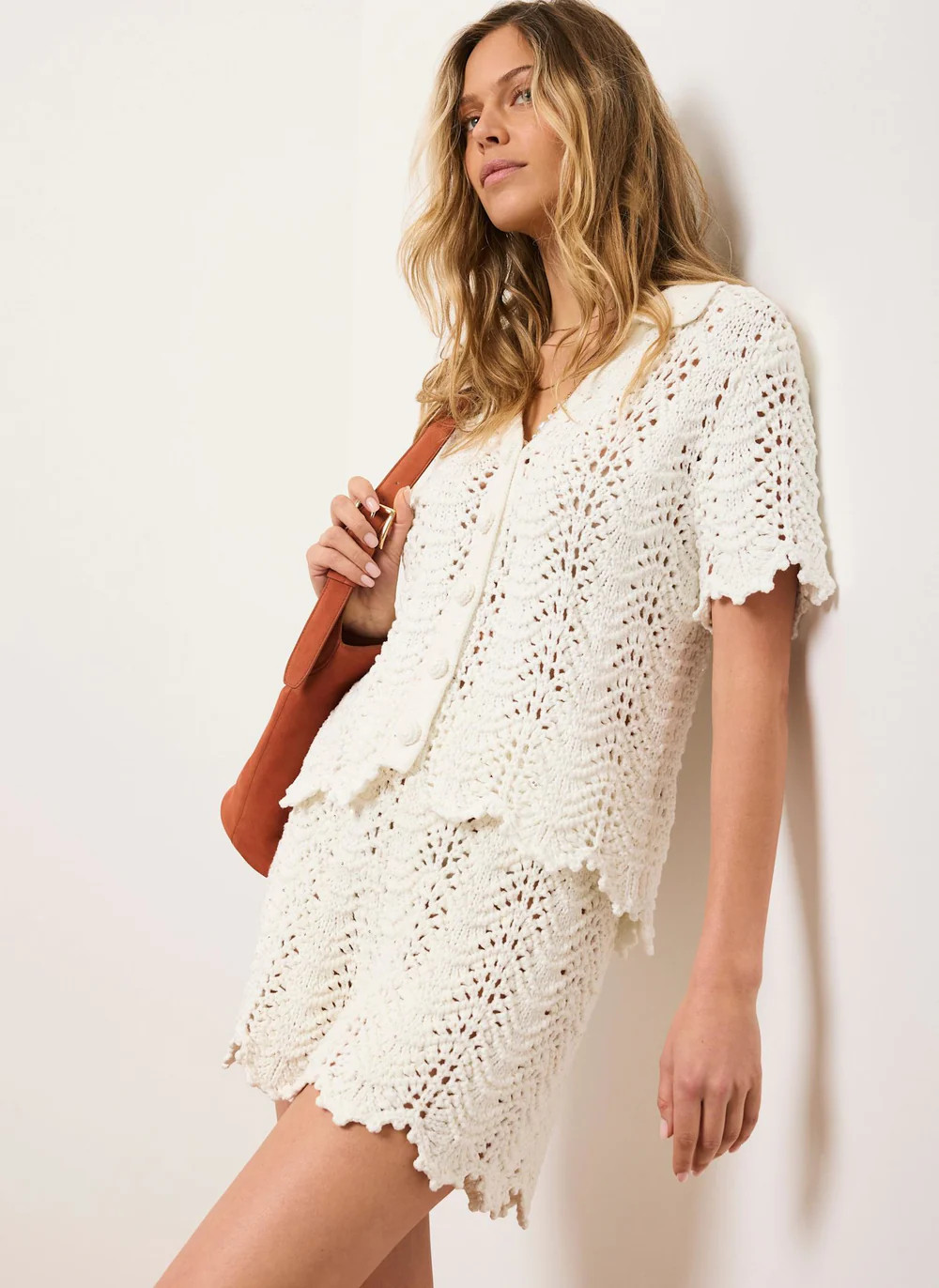 Cream Embellished Crochet Shorts | Mint Velvet