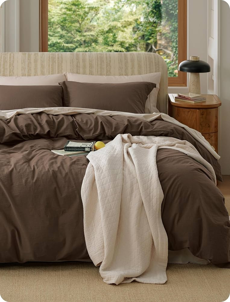 Bedsure PureWoven 100% Washed Cotton Duvet Cover Set, King Size, 3-PC | Amazon (US)