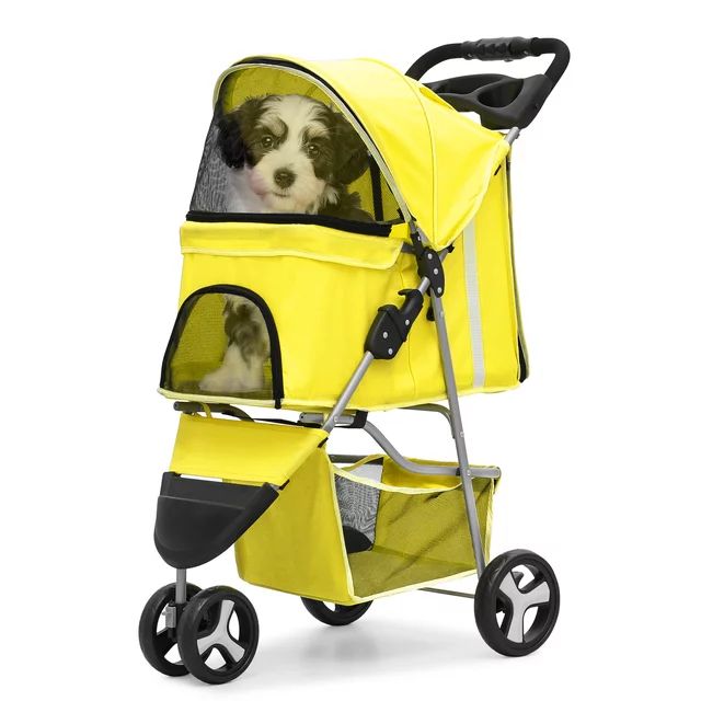 Magshion Pet Dog Stroller with 3 Wheels, Foldable Dog Stroller Carrier Cart with Storage Basket a... | Walmart (US)
