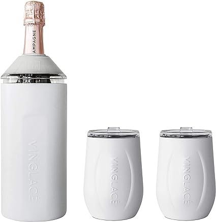 Amazon.com | Vinglacé Wine Bottle Chiller Gift Set- Portable Stainless Steel Wine Cooler with 2 ... | Amazon (US)