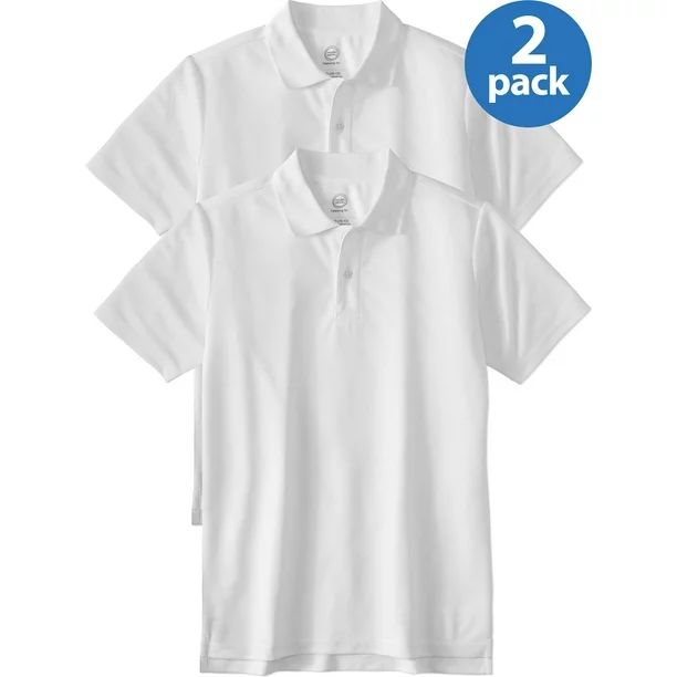 Wonder Nation Boys School Uniform Short Sleeve Performance Polo Shirt, 2-Pack Value Bundle, Sizes... | Walmart (US)
