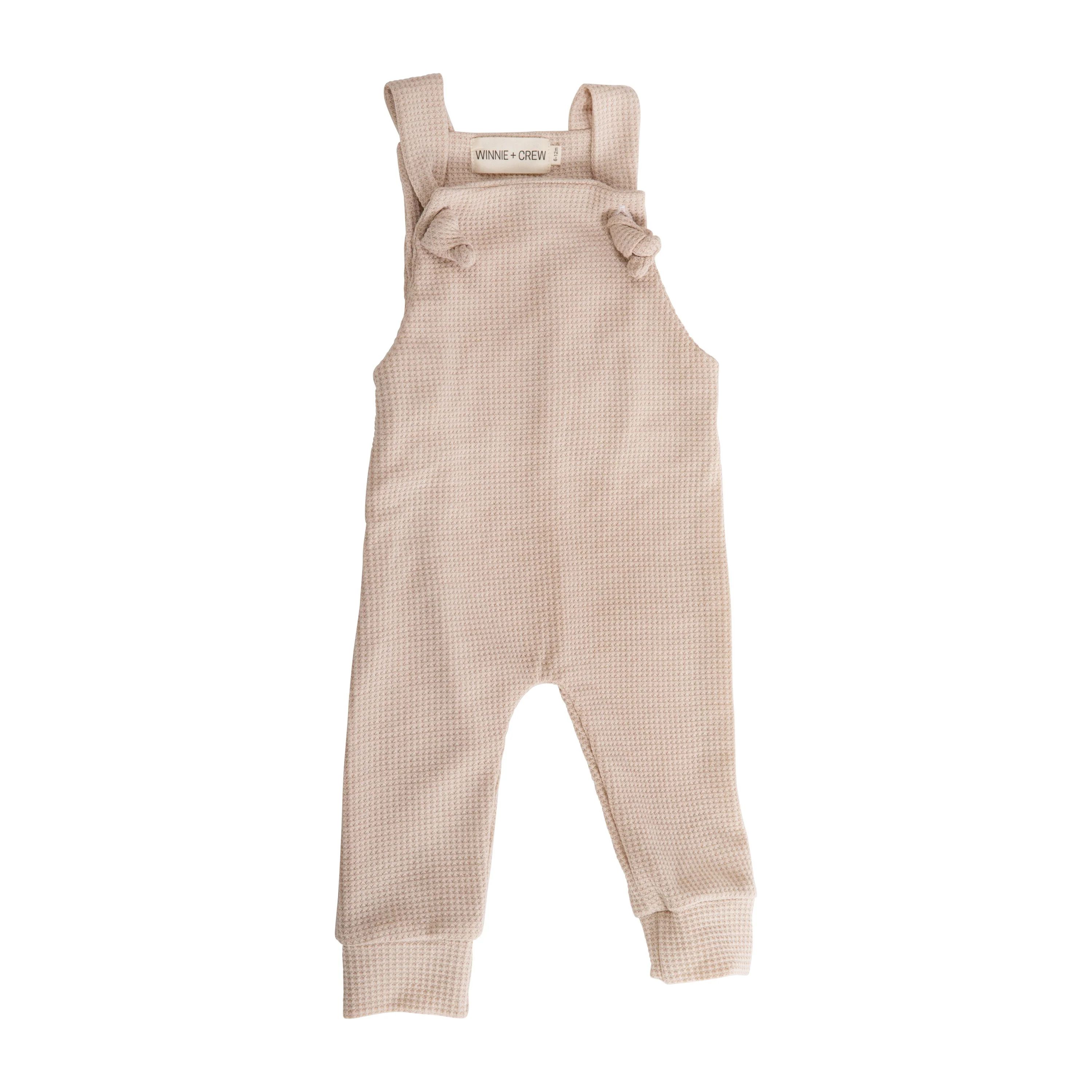 Waffle Knit Overalls - Cream | Winnie and Crew