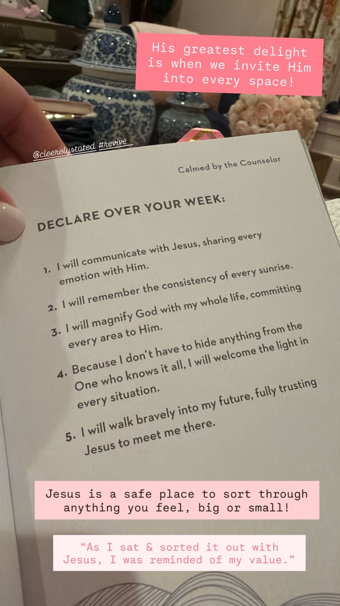 His greatest delight is when we invite Him into every space! Jesus is a safe place to sort through anything you feel, big or small! “As I sat & sorted it out with Jesus, I was reminded of my value.” 

#LTKmorningroutine #LTKdayinmylife #LTKselfcare