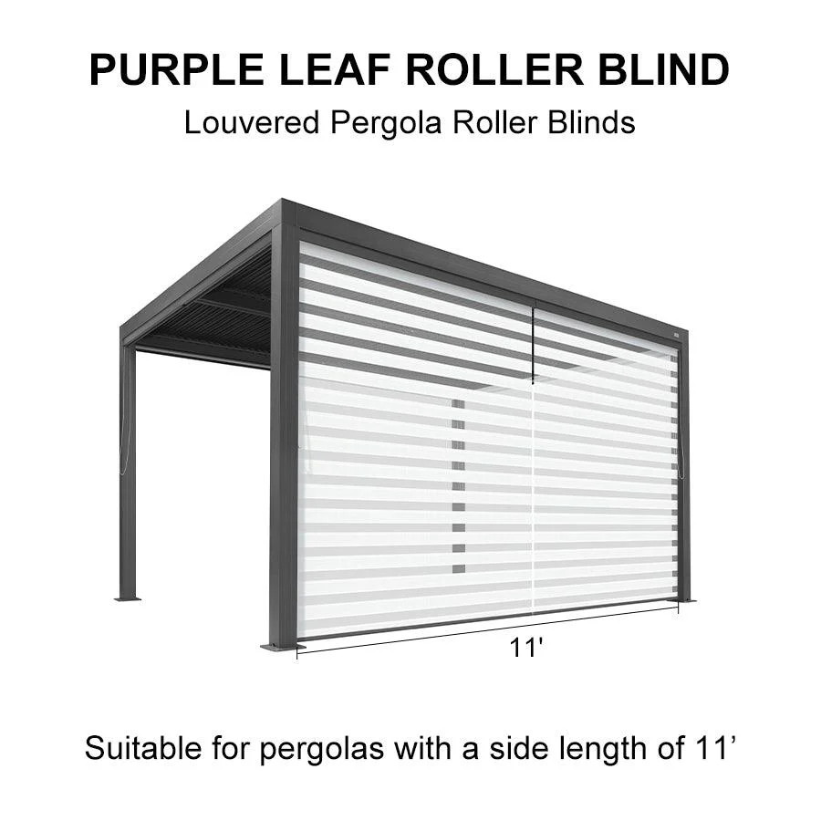 PURPLELEAF Outdoor Louvered Pergola Roller Blinds with Thermal Insulated, UV Protection Waterproo... | Purple Leaf
