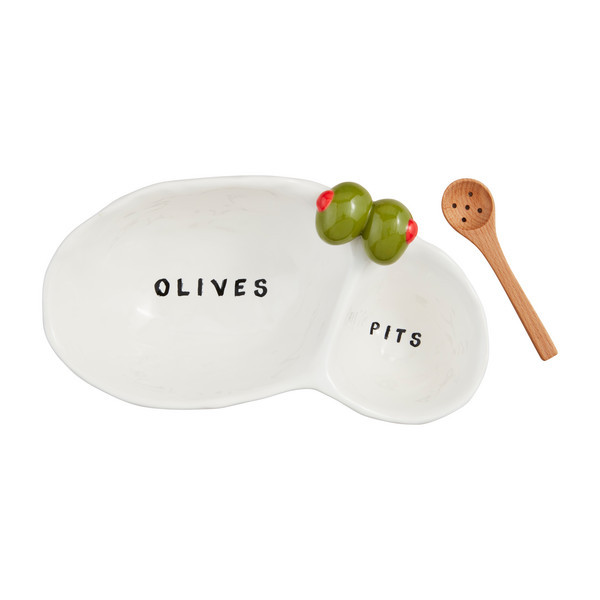 Mud Pie Olive And Pit Dish Set in White | Stoneware | Mud Pie