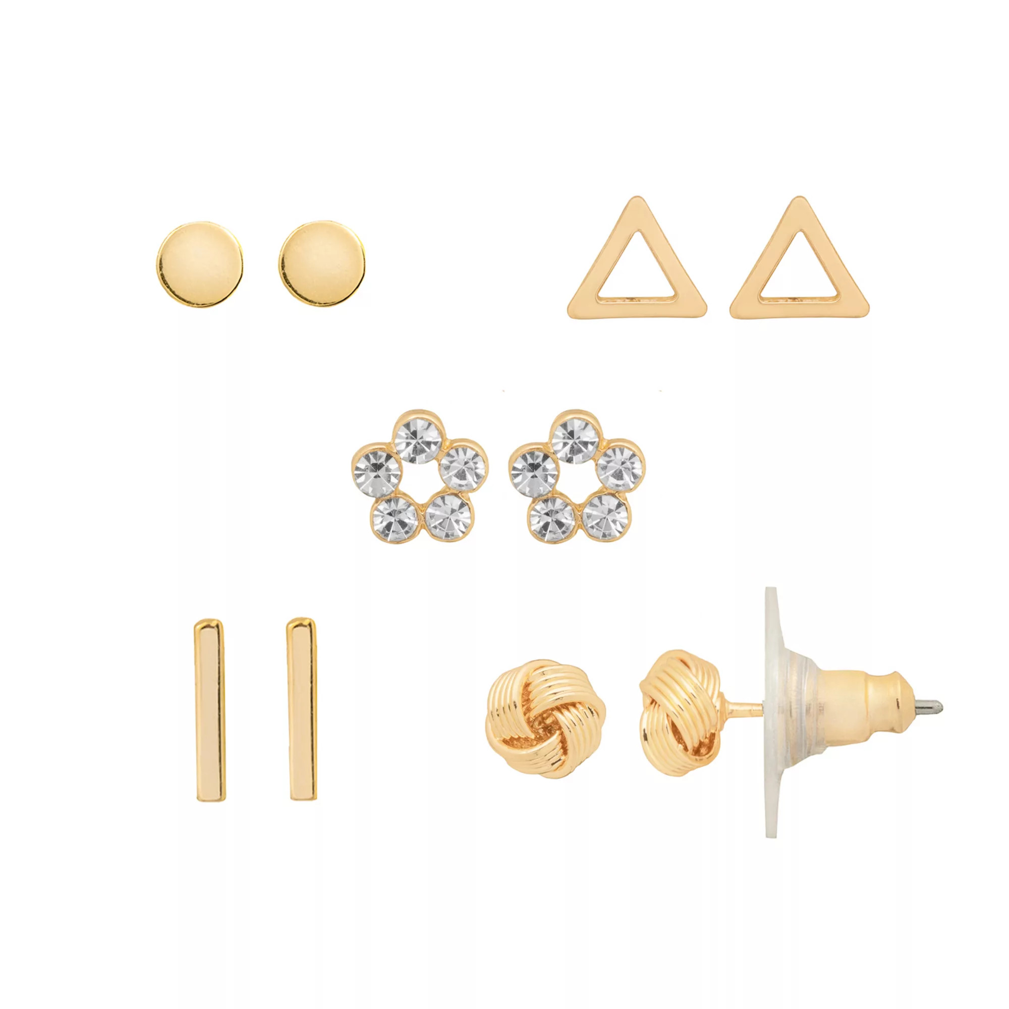 LC Lauren Conrad Gold Tone Geo Shapes 5-Pair Earring Set | Kohl's