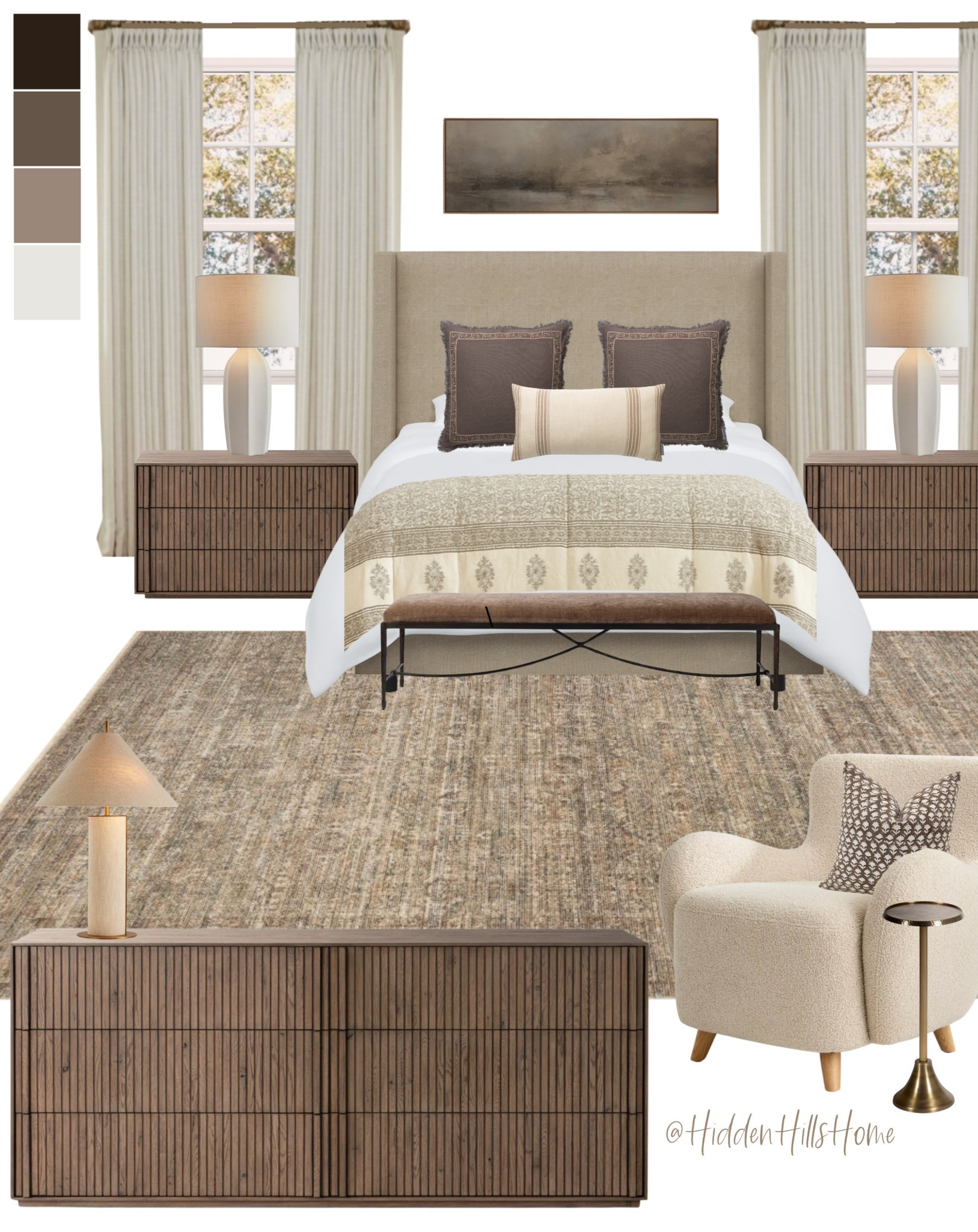 Master bedroom decor ideas, bedroom mood board, home decor, bedroom design, bedding, bedroom rug, nightstands 

#LTKHome #LTKSaleAlert #LTKSeasonal