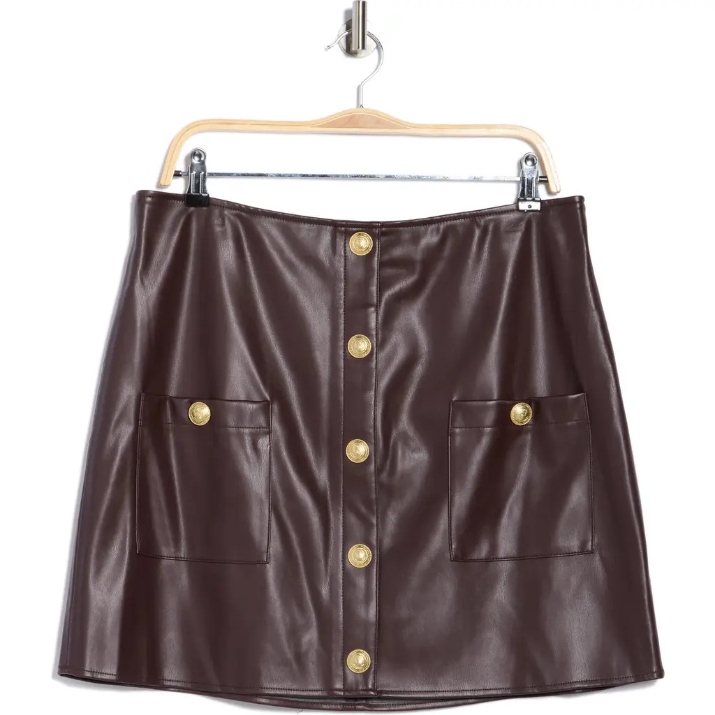 L'AGENCE Truman Snap Faux Leather Miniskirt in Dark Syrah at Nordstrom Rack, Size 14 | Nordstrom Rack