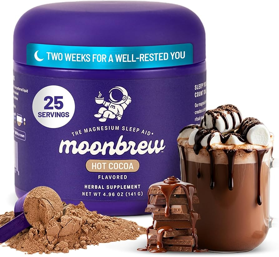 MoonBrew Nighttime Magnesium Hot Cocoa Jar, Natural Sleep Aid Drink Mix for Adults - Calming Mela... | Amazon (US)