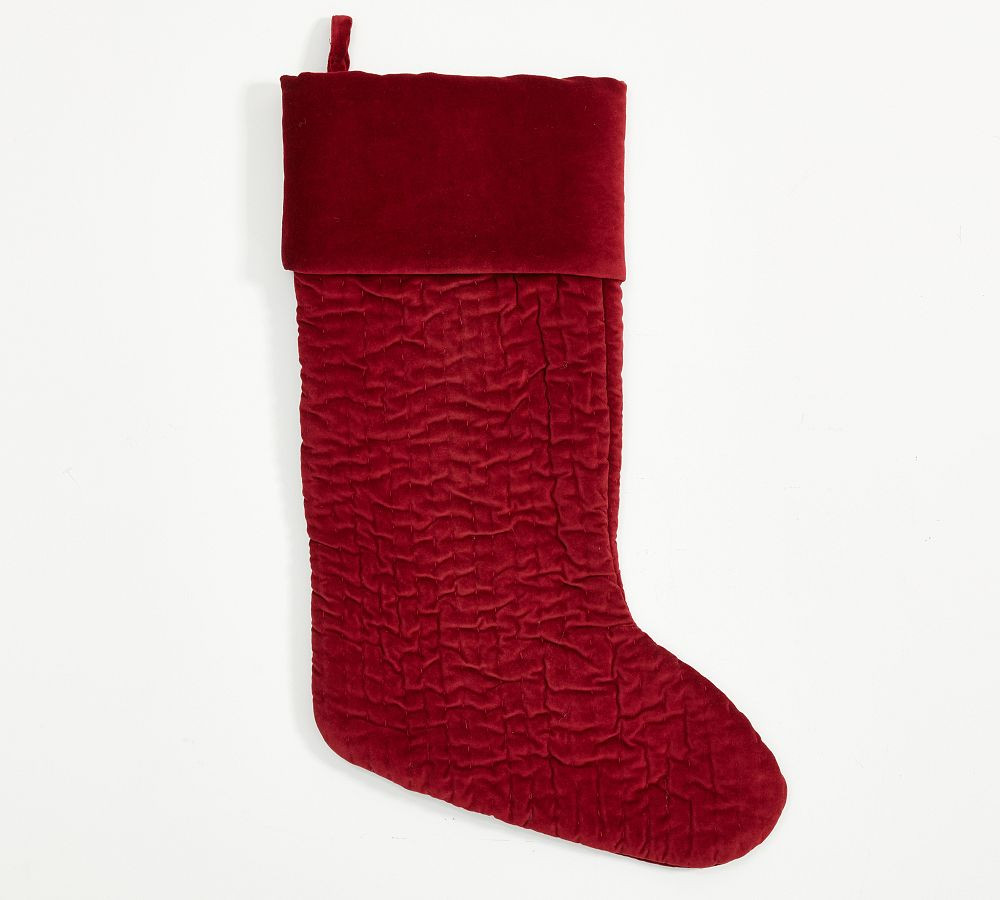 Channel Quilted Velvet Stockings | Pottery Barn (US)