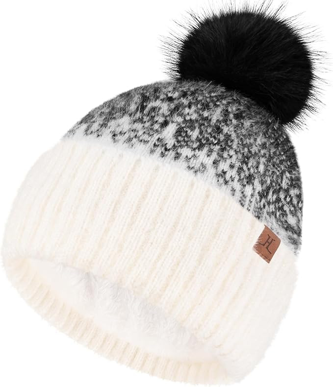 FZ FANTASTIC ZONE Womens Winter Hats Warm Knit Fleece Lined Cap Pompom Beanie Hats for Women Cold... | Amazon (US)