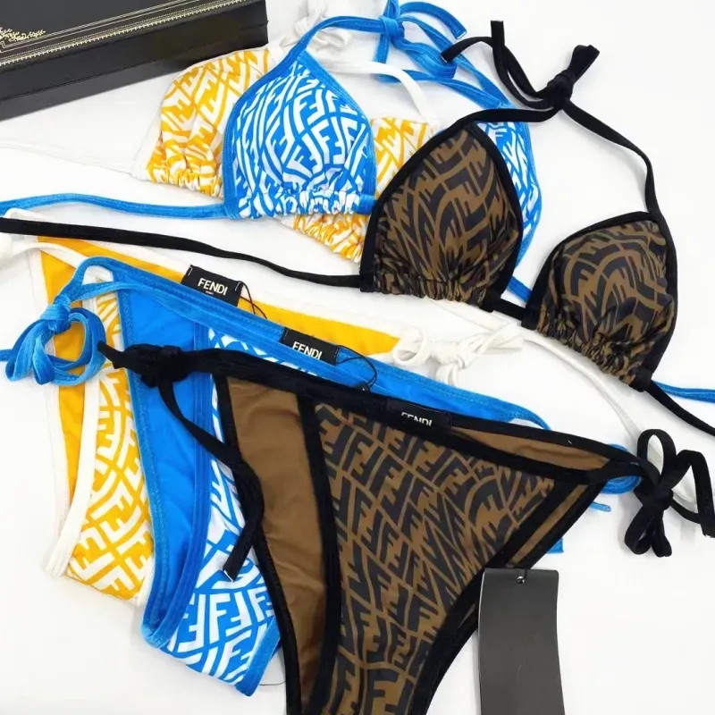 Luxury Womens FENDI bikini designer Sexy Beach Bikinis swim suit Fashion Letter Printed Lace Up S... | DHGate