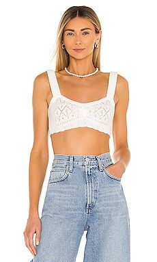 For Love & Lemons Blanca Crochet Bra Top in Ivory from Revolve.com | Revolve Clothing (Global)