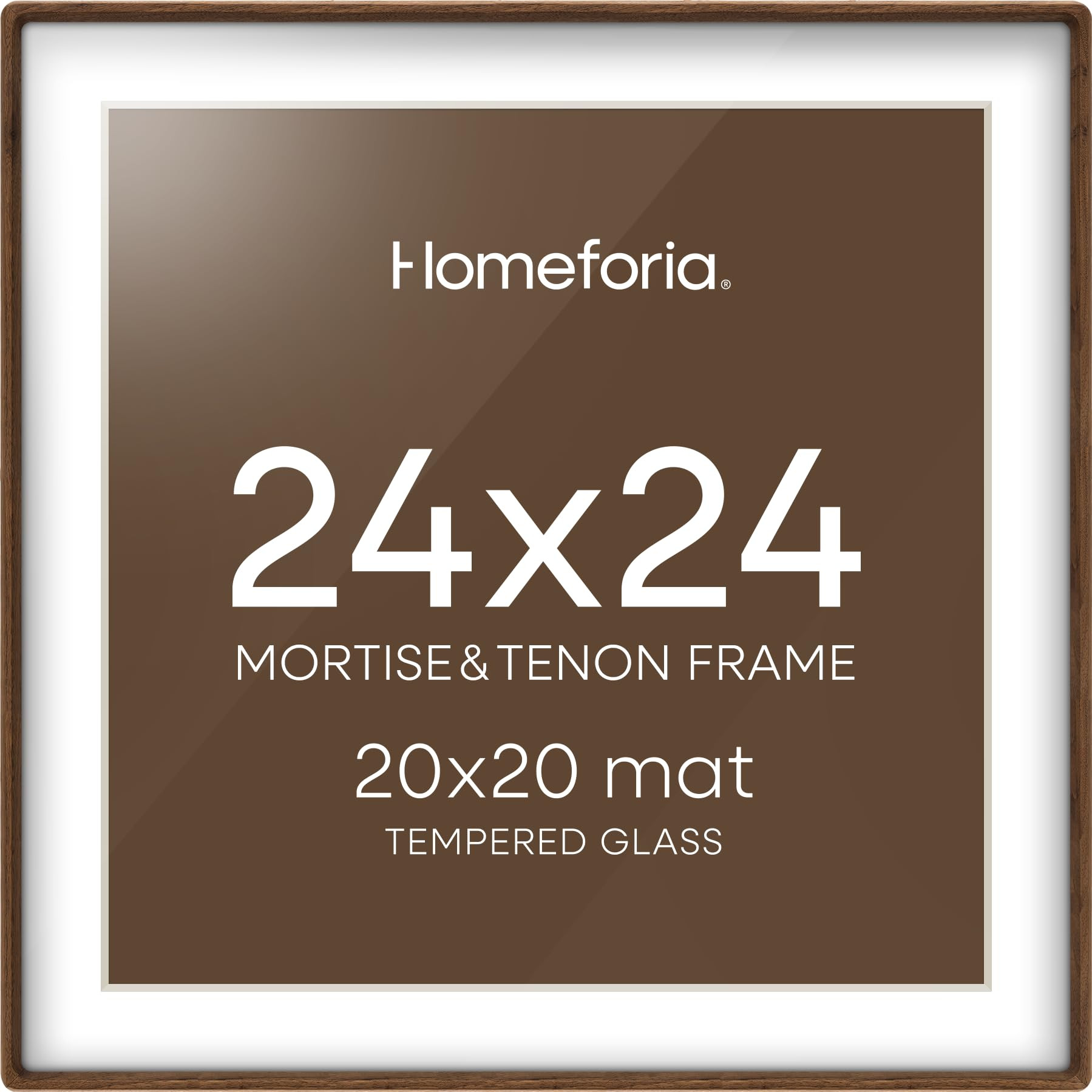Homeforia 24x24 Frame Brown Wood, Mortise & Tenon Walnut 24 x 24 Square Picture Frames with Mat 2... | Amazon (US)