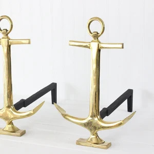 Vintage Brass Anchor Andirons Nautical Home Decor Beach - Etsy | Etsy (US)