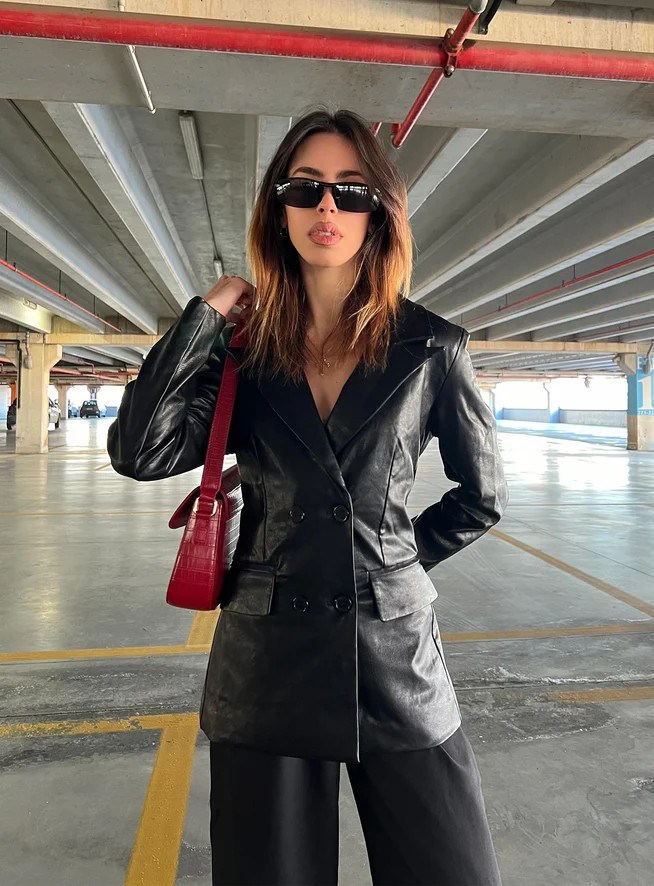 Ellen Faux Leather Blazer | Princess Polly US