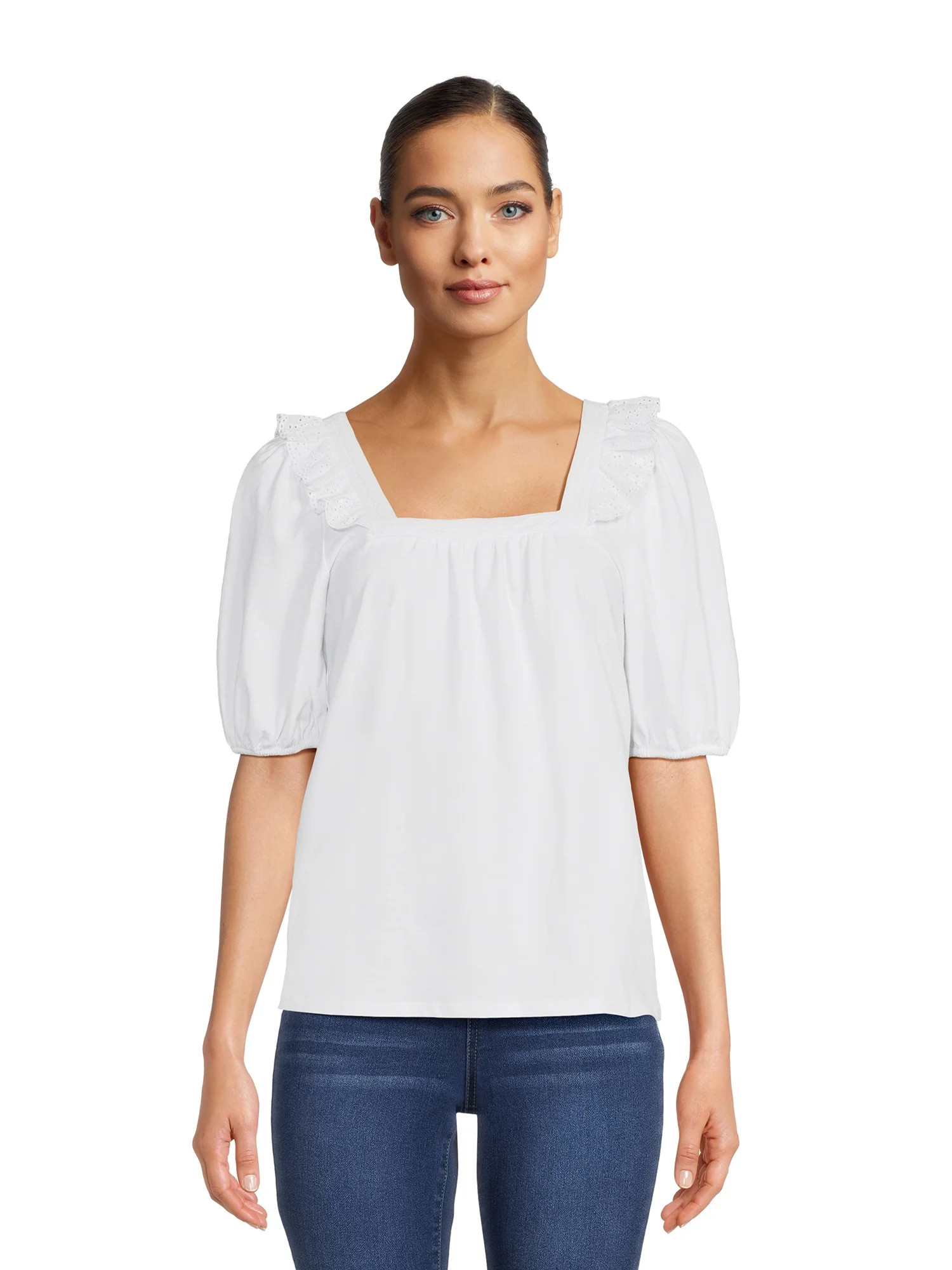 The Pioneer Woman Short Puff Sleeve Top, Women's | Walmart (US)