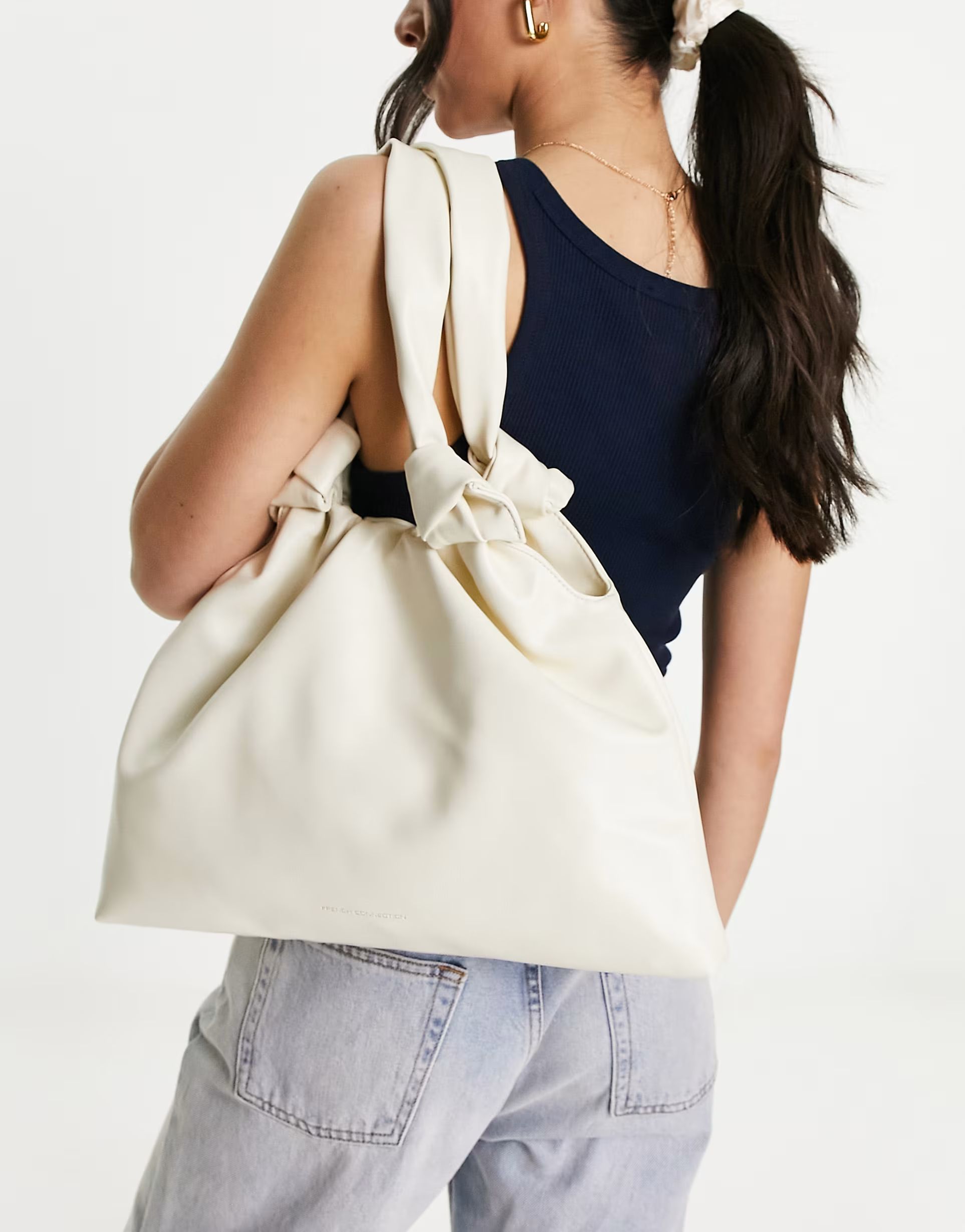 French Connection slouchy shoulder bag in cream | ASOS (Global)