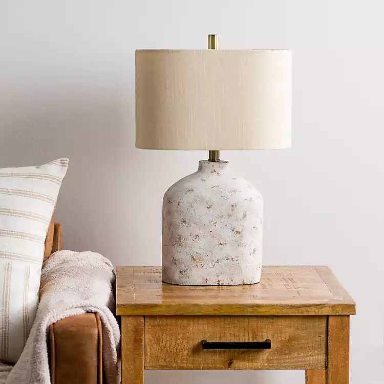 White Distressed Narrow Table Lamp | Kirkland's Home