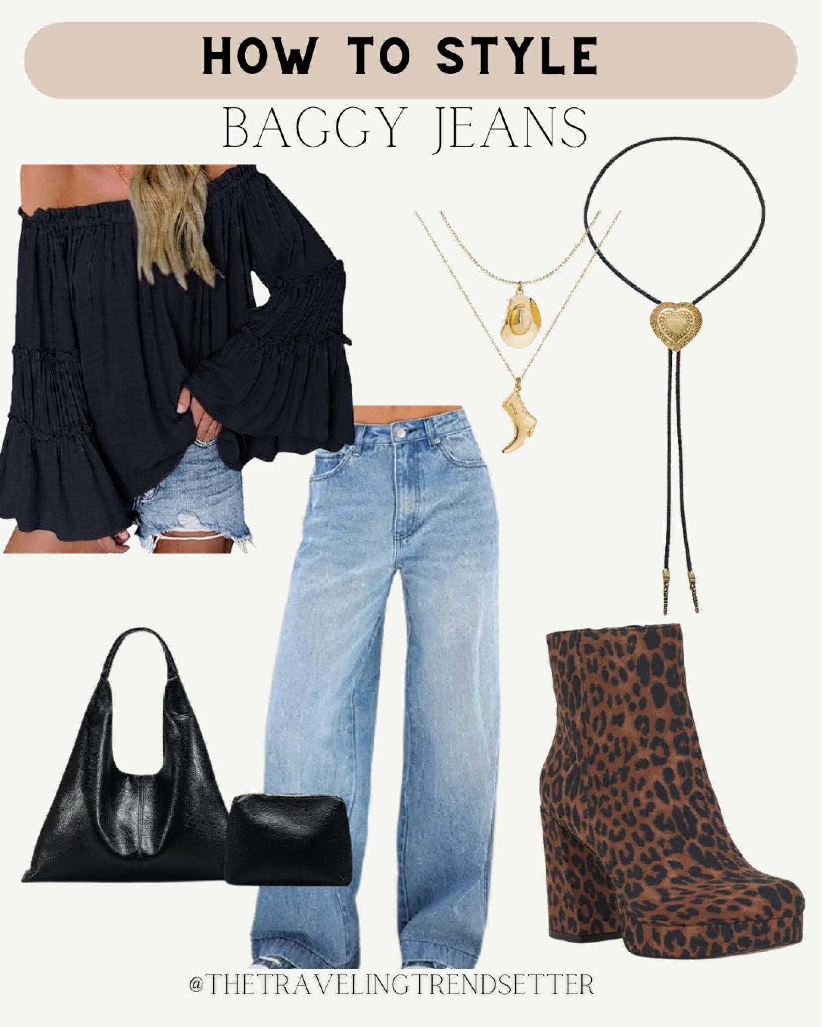 Fall outfit  idea how to style baggy jeans - leopard booties - leather bag - jeans 

#LTKFindsUnder50 #LTKStyleTip #LTKMidsize