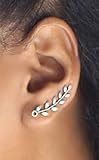 Cocoroots Women Leaf Earring Cuff Stud Ear Climber Brass Golden or Silver Color | Amazon (US)