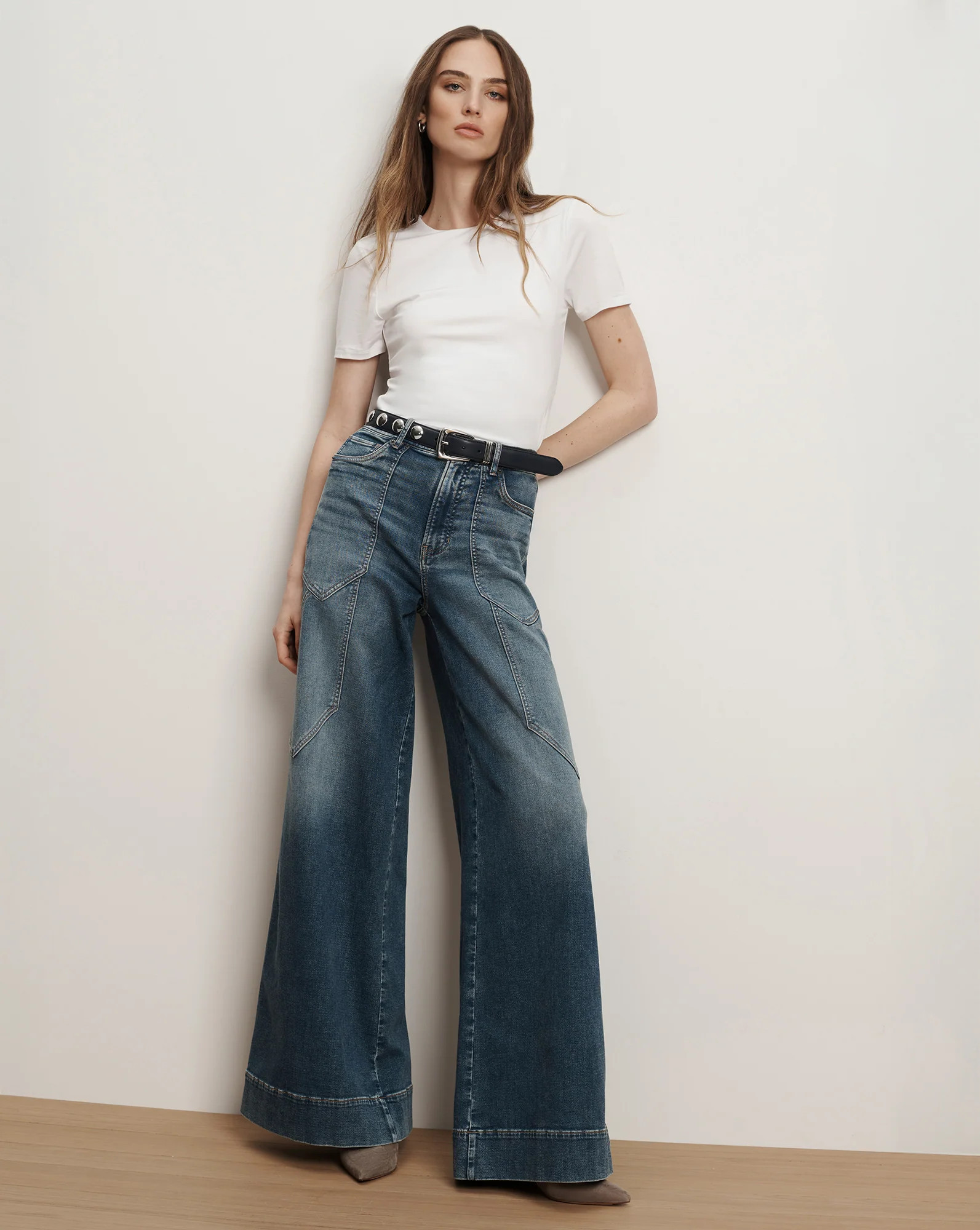 Veronica Beard Freddy Wide-Leg Cargo Jean Ripple Haze | Veronica Beard