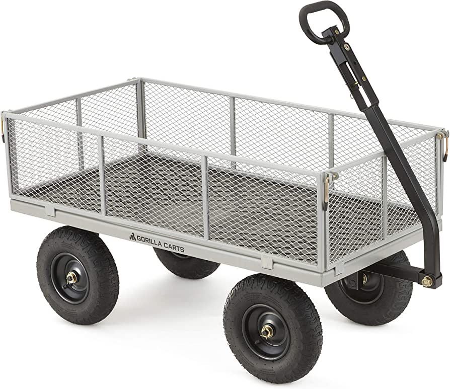 Gorilla Carts GOR1001-COM Heavy-Duty Steel Utility Cart with Removable Sides, 1000-lbs. Capacity,... | Amazon (US)