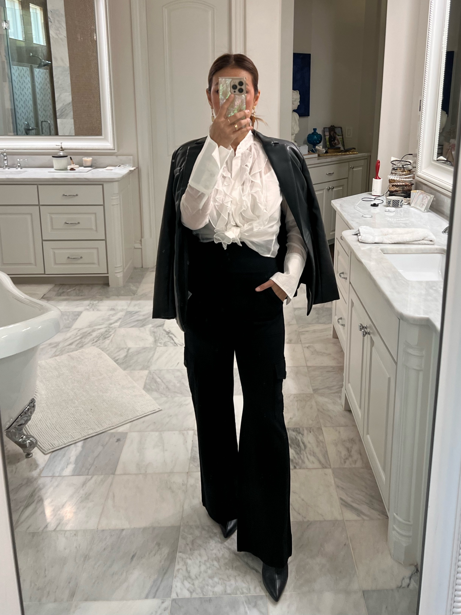 Cute ruffle blouse - perfect B&w outfit for work or going out 🖤🤍#styleofsam #cabiclothing

#LTKstyletip #LTKover40 #LTKworkwear