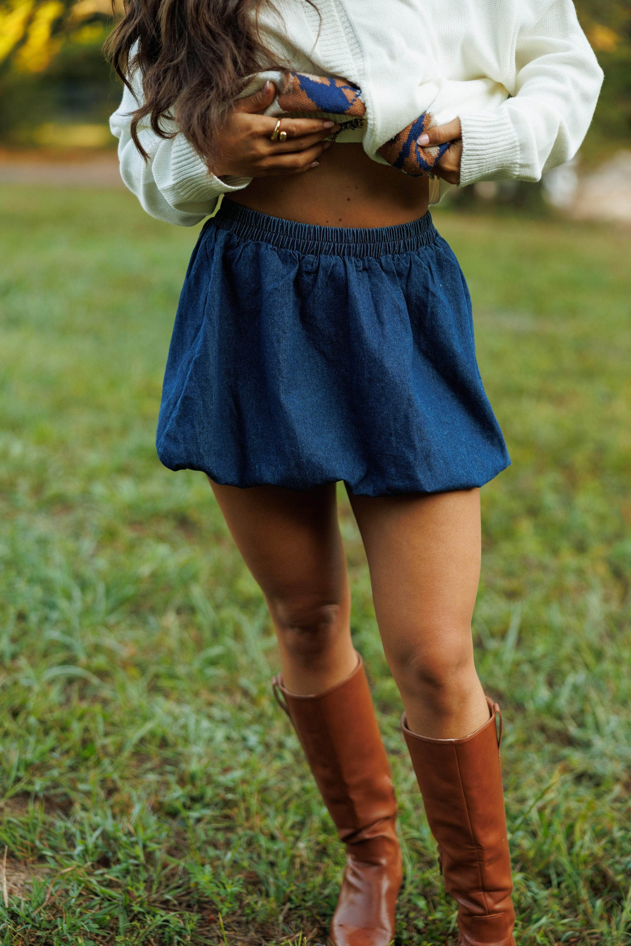 Denim Balloon Mini Skirt | Lane 201 Boutique