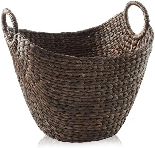 Casafield Large Laundry Boat Basket with Handles - Espresso, Woven Water Hyacinth Multipurpose St... | Amazon (US)