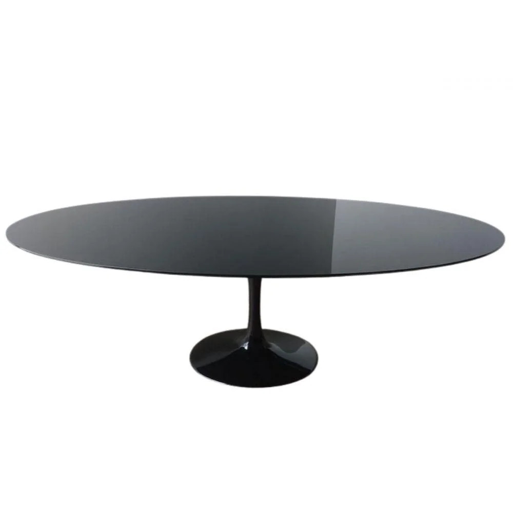 Mesa de Jantar Tulipa Oval 140x90cm Laqueada e Vidro Preto - Camicado | Camicado (BR)