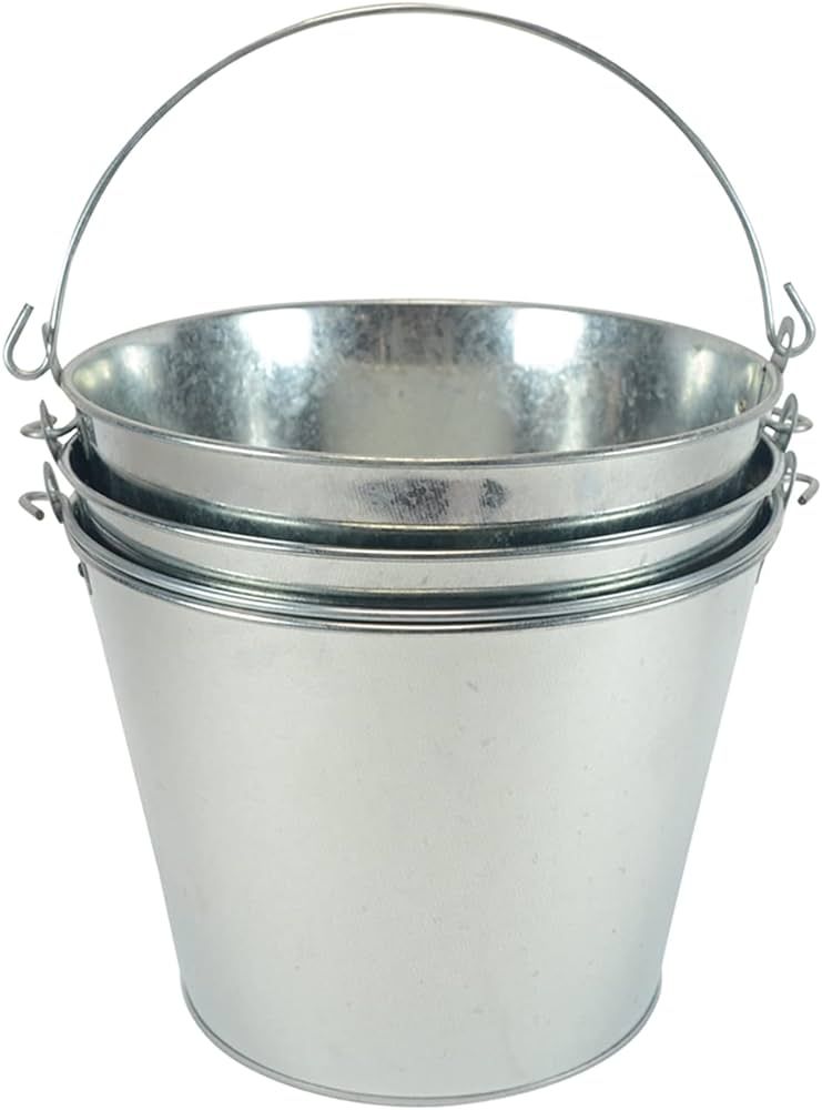 5-Quart Galvanized Pail Beer Bucket 9x9x7 inches (Pack of 3) | Amazon (US)