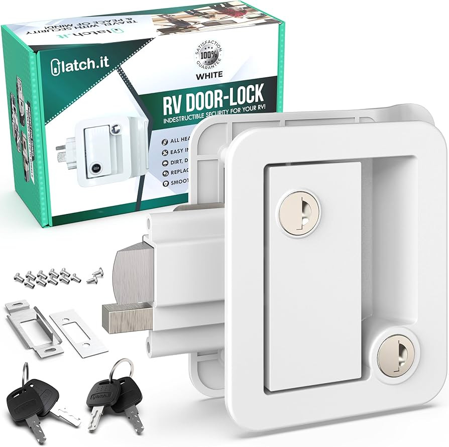 LATCH.IT White RV Door Lock Replacement | RV Door Locks | RV Door Handle w/ 4 Keys | Camper Door ... | Amazon (US)