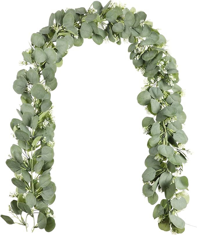 Falflor 2Pcs Greenery Garland 6.5Ft Artificial Eucalyptus Garland with Seed Table Runner Vine Gar... | Amazon (UK)