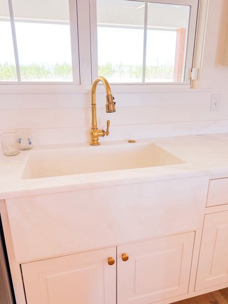 Gold kitchen sink | faucet | gold hardware | kitchen pulls | cabinet hardware | gold knobs | gold pulls | knobs | 

#LTKstyletip #LTKhome