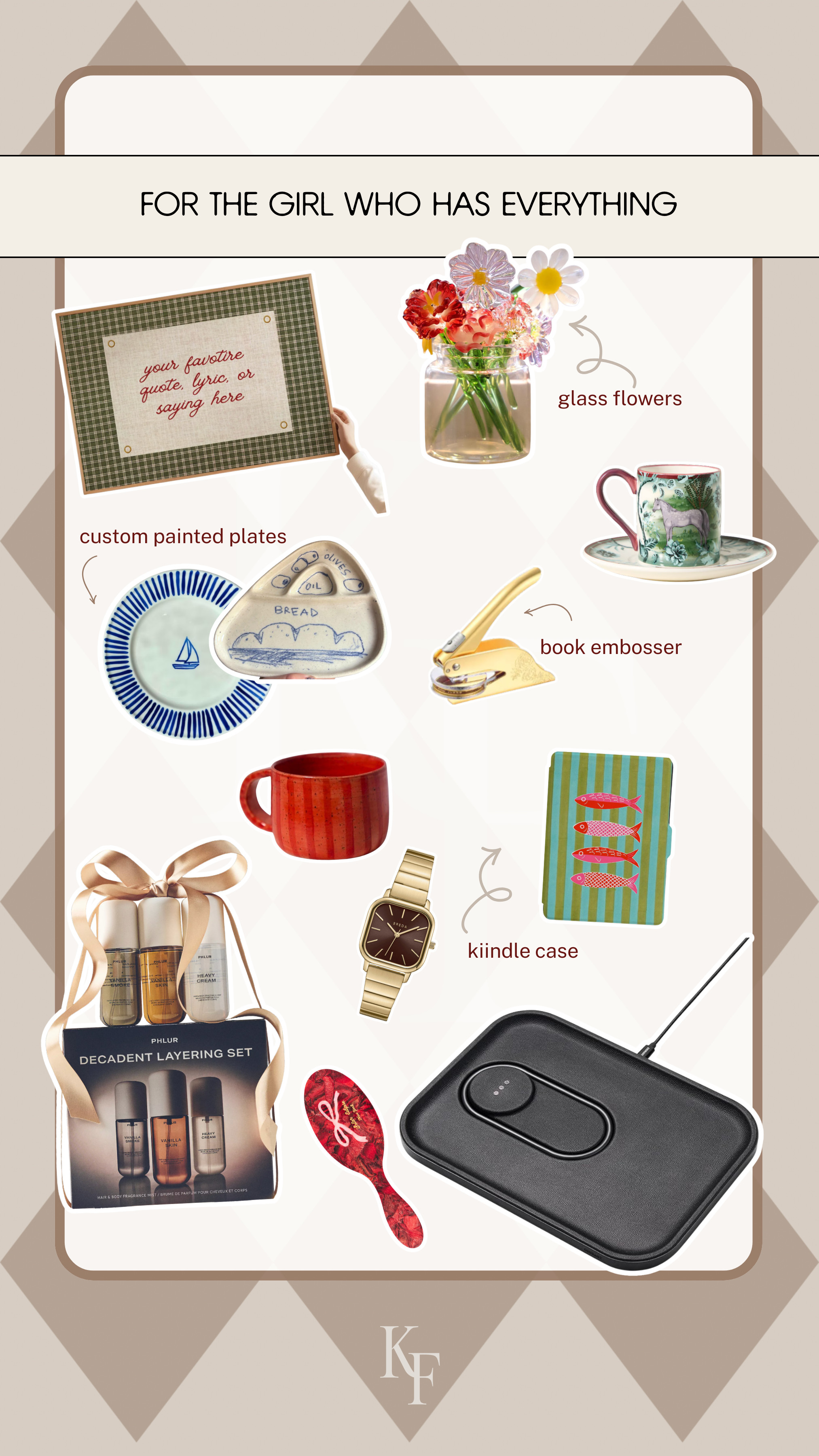 Gift ideas for the girl who has everything, which includes unique finds and personalized or custom pieces. Etsy finds. unique gift ideas. customized gifts. holiday presents. 

 

#LTKGiftGuide #LTKHoliday #LTKSeasonal