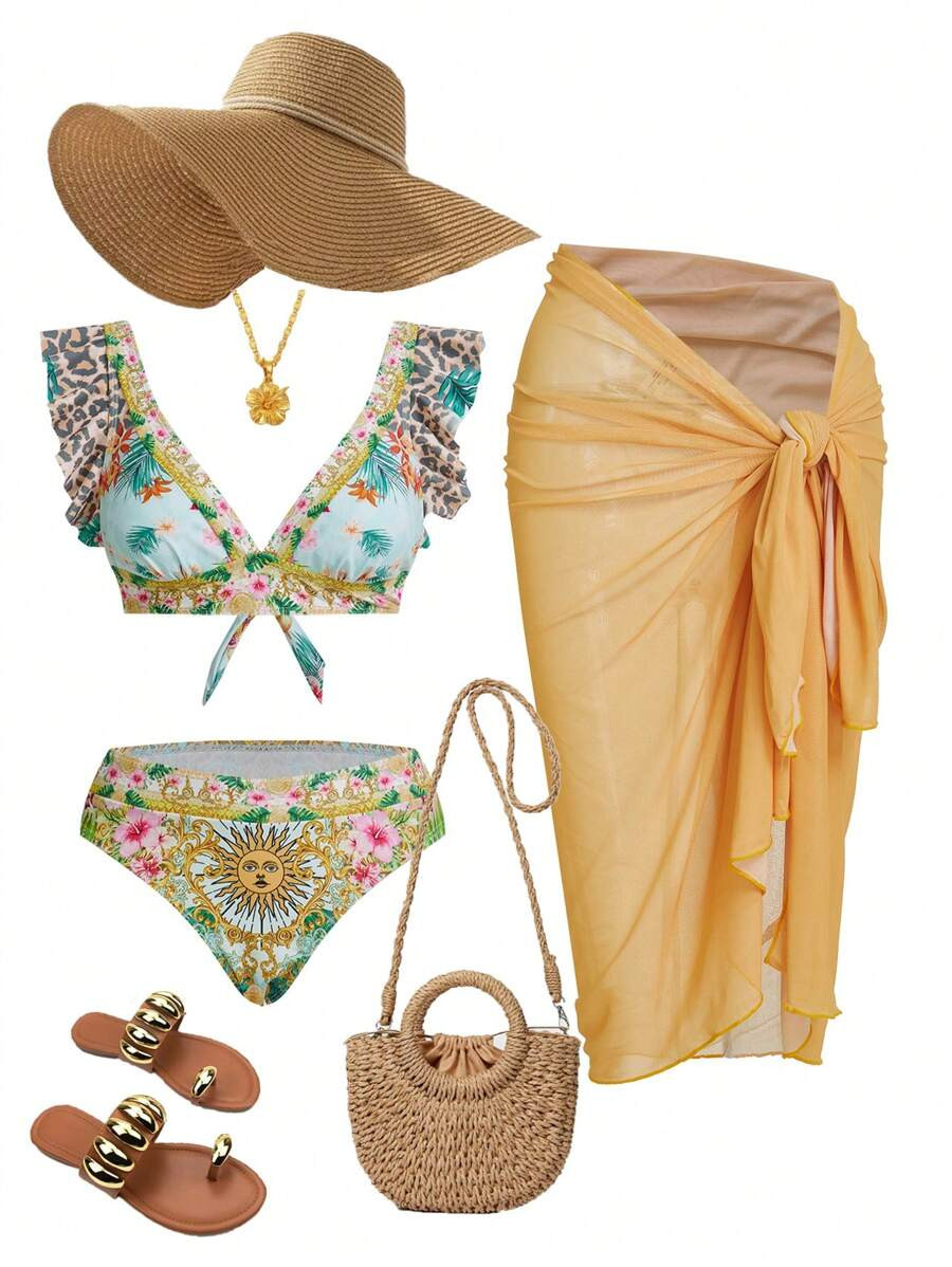 Swim Oasis Women's Minimalist Fashion Casual Swimwear Set, Suitable For Daily Wear For Summer Bea... | SHEIN