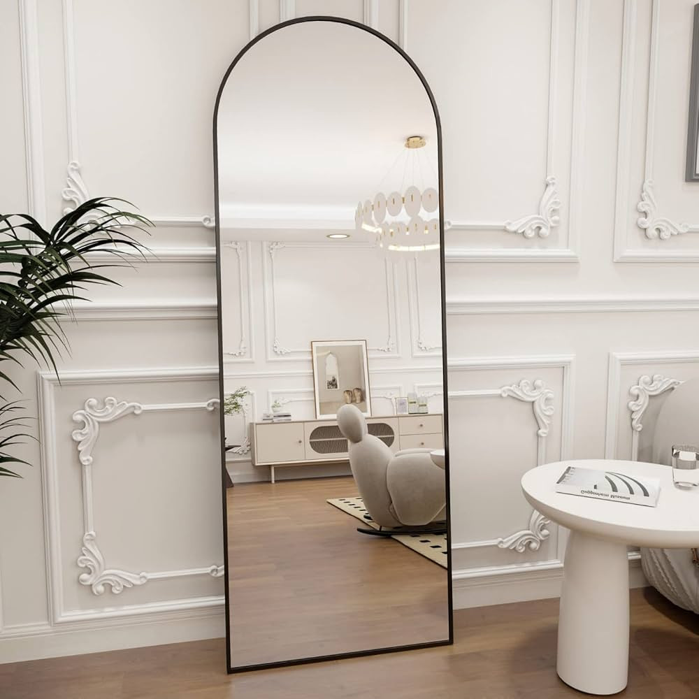 Koonmi Arched Full Length Mirror, 64"x21" Black Standing Hanging or Leaning Full Body Mirror with... | Amazon (US)