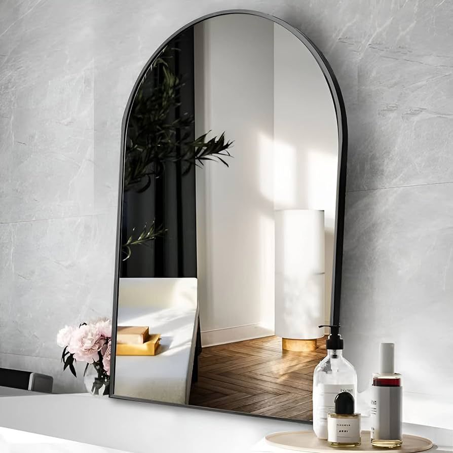 Arcus Home Black Arched Mirror 30 x 40 inch Arch Wall Mirror for Bathroom Black Modern Metal Fram... | Amazon (US)