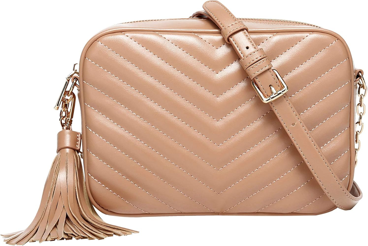 Daisy Rose Quilted Shoulder Cross Body Bag & Detachable Tassel, PU Vegan Leather | Amazon (US)